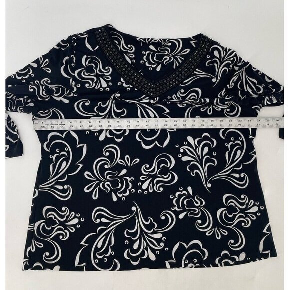 Unbranded Women’s Geometric Print Liquid Knit Beaded Blouse See Measurements‎ - Picture 8 of 8